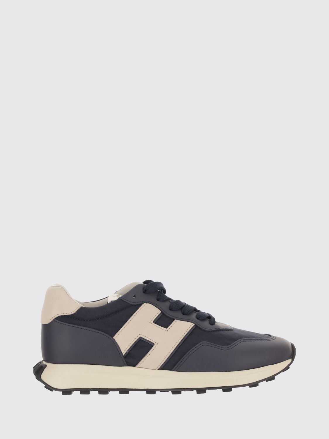 HOGAN H601 Sneaker aus Glattleder und Mesh mit H-Logo und gezahnter Sohle