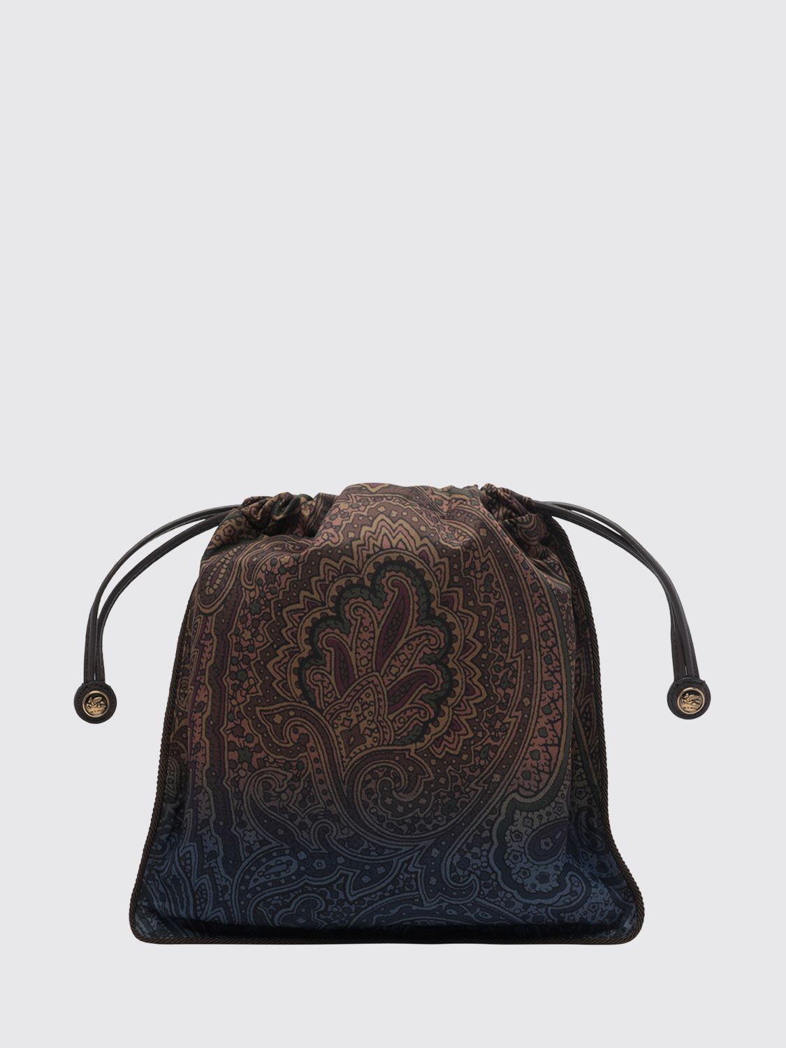 ETRO Mini Nylon Bucket Bag with Paisley Print and Pegaso Logo