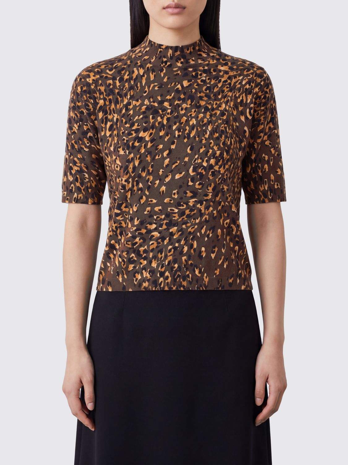 Twinset Maglia animalier a maniche corte slim fit con collo a lupetto