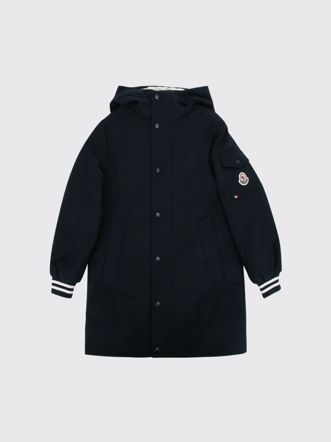 MONCLER Jungen-Parka Ever von aus Nylon mit Kapuze und Kontrastpaspeln