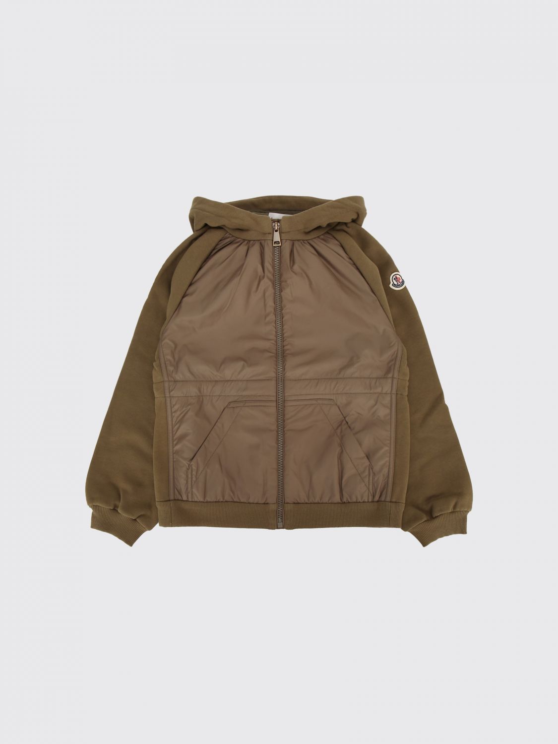 MONCLER Kapuzenpullover aus Baumwolle und Nylon für Jungen mit Reißverschluss
