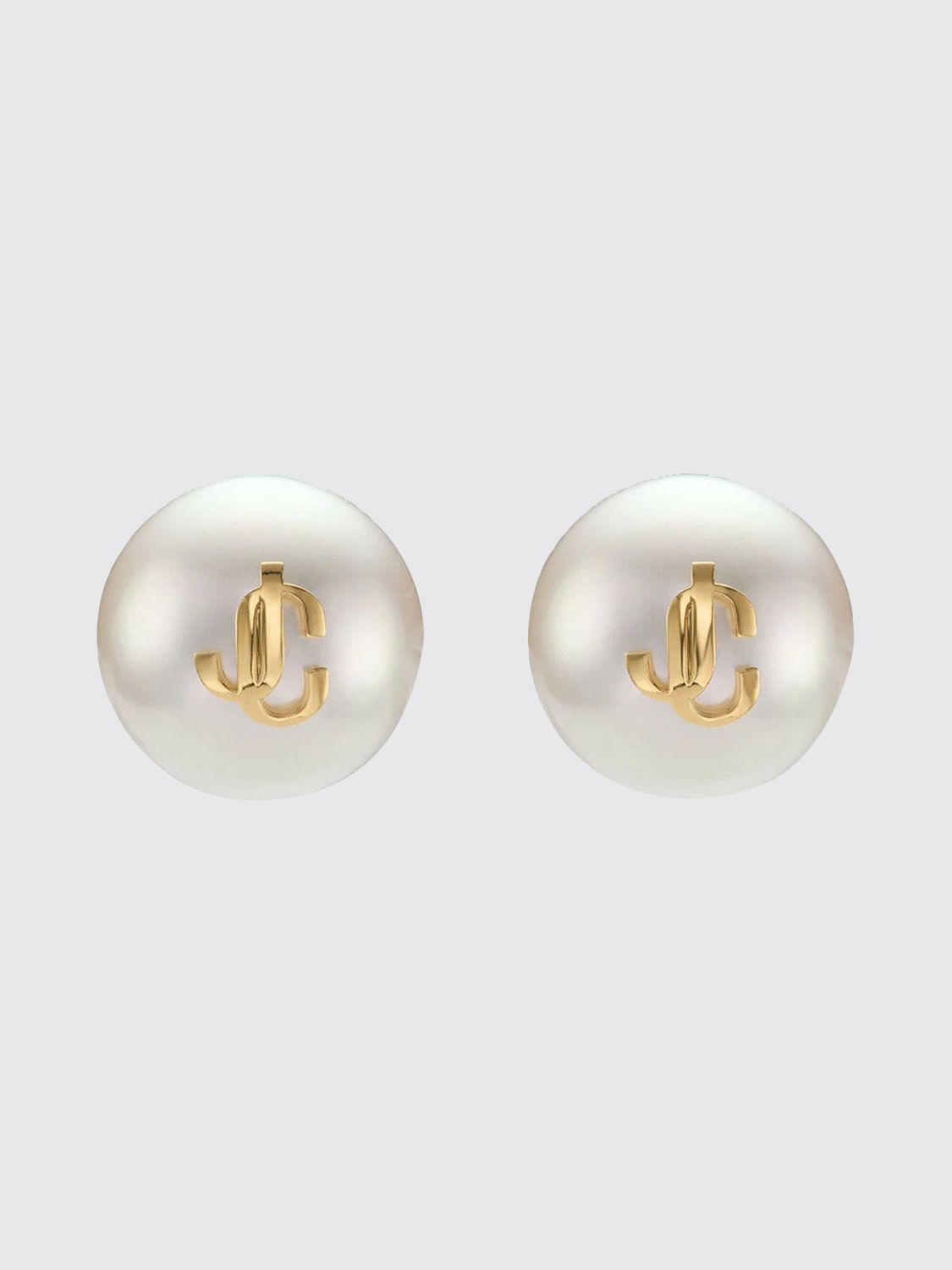 Jimmy Choo JC Monogram Stud Earrings with Faux Pearls