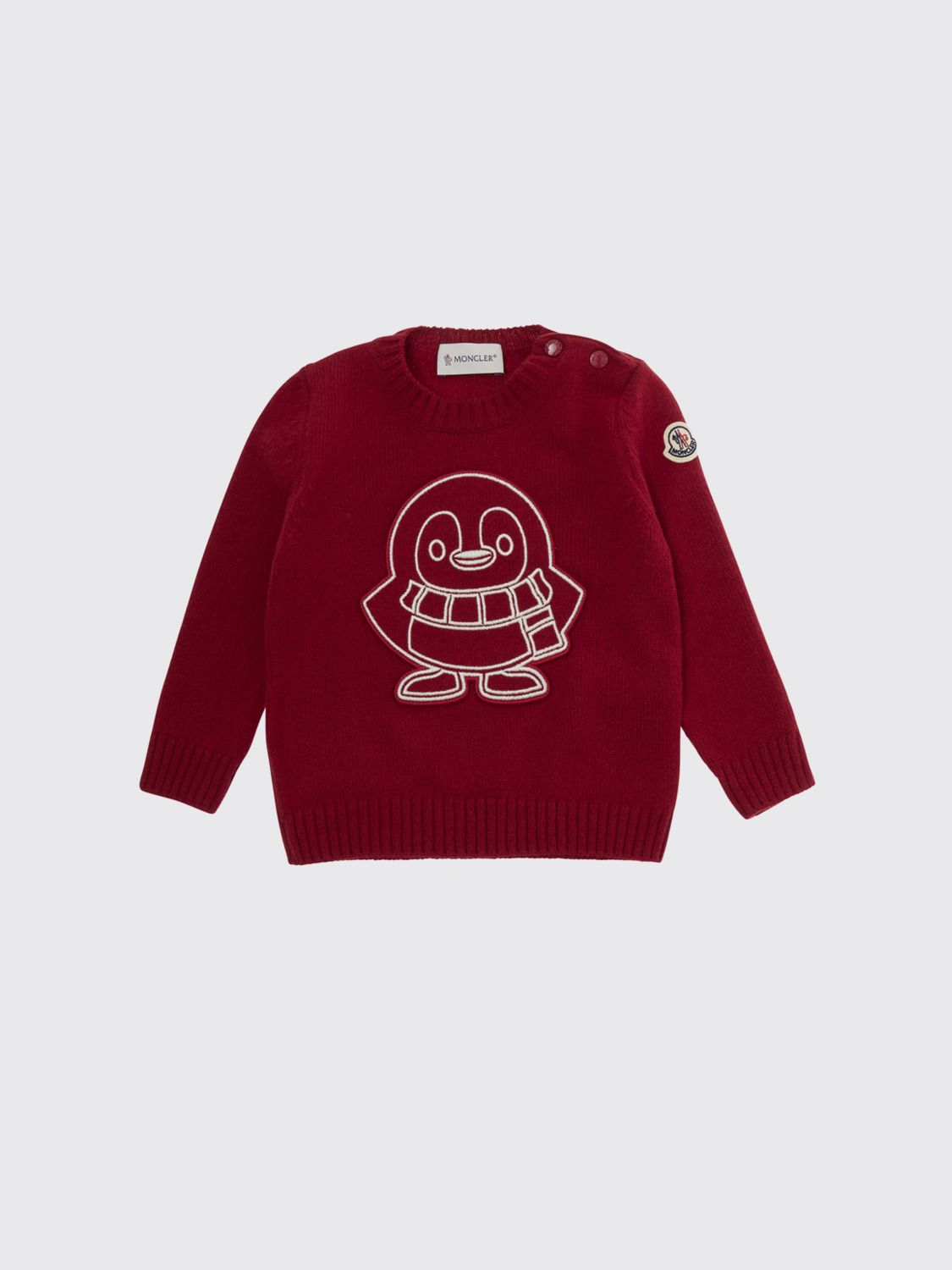 MONCLER Pullover aus Wolle und Kaschmir für Jungen mit Schulterknöpfen und Print
