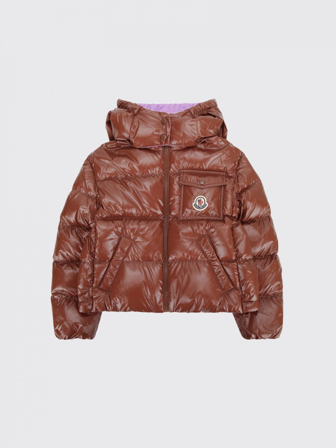 MONCLER Kurze wasserabweisende Nylon-Daunenjacke von für Jungen mit Kapuze