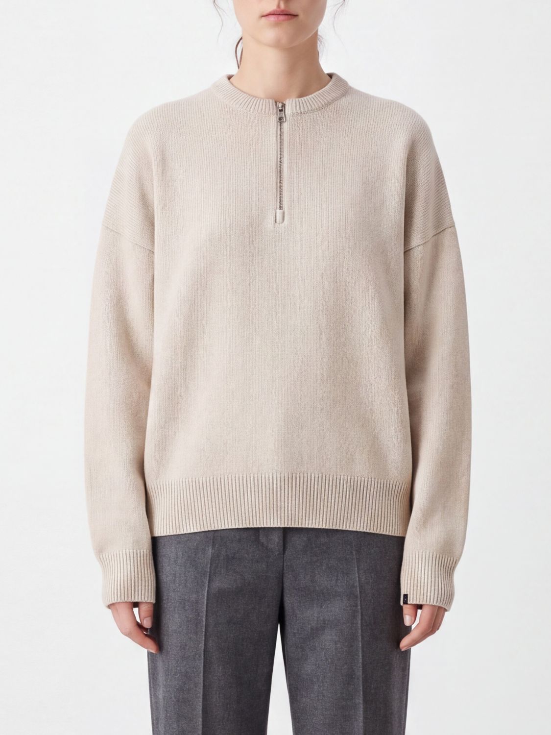 Extreme Cashmere Half-Zip Crewneck Sweater in Cashmere-Blend