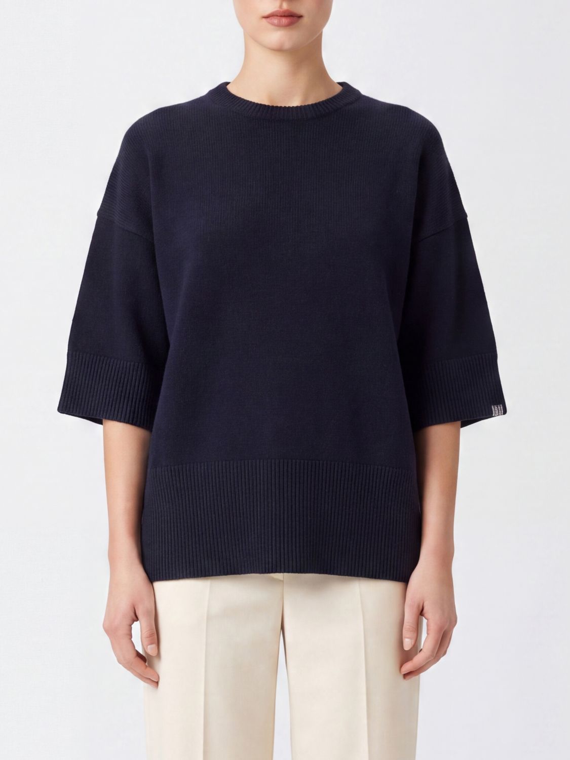EXTREME CASHMERE Short-Sleeved Crewneck Sweater in Pure Cashmere