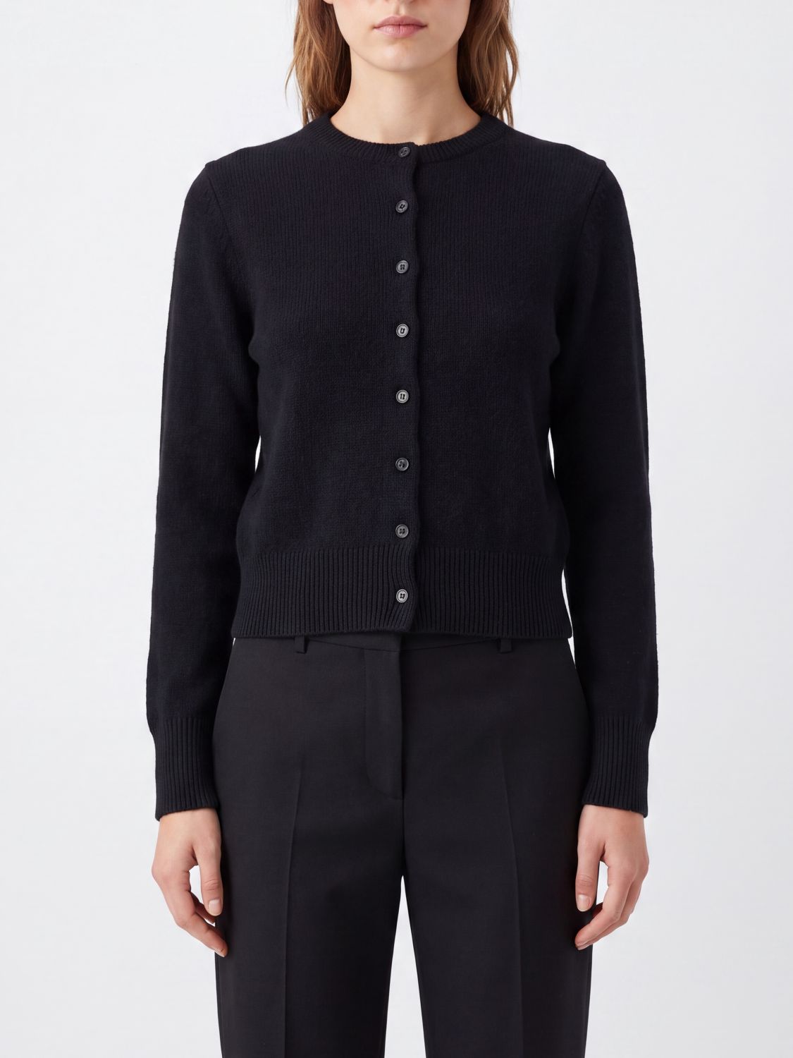 Extreme Cashmere Crewneck Cardigan in Pure Cashmere with Button Closure