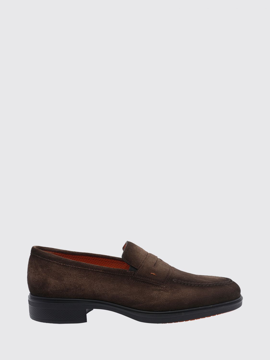 SANTONI Penny Loafers aus Velourskalbsleder mit hochgezogener Schürzennaht