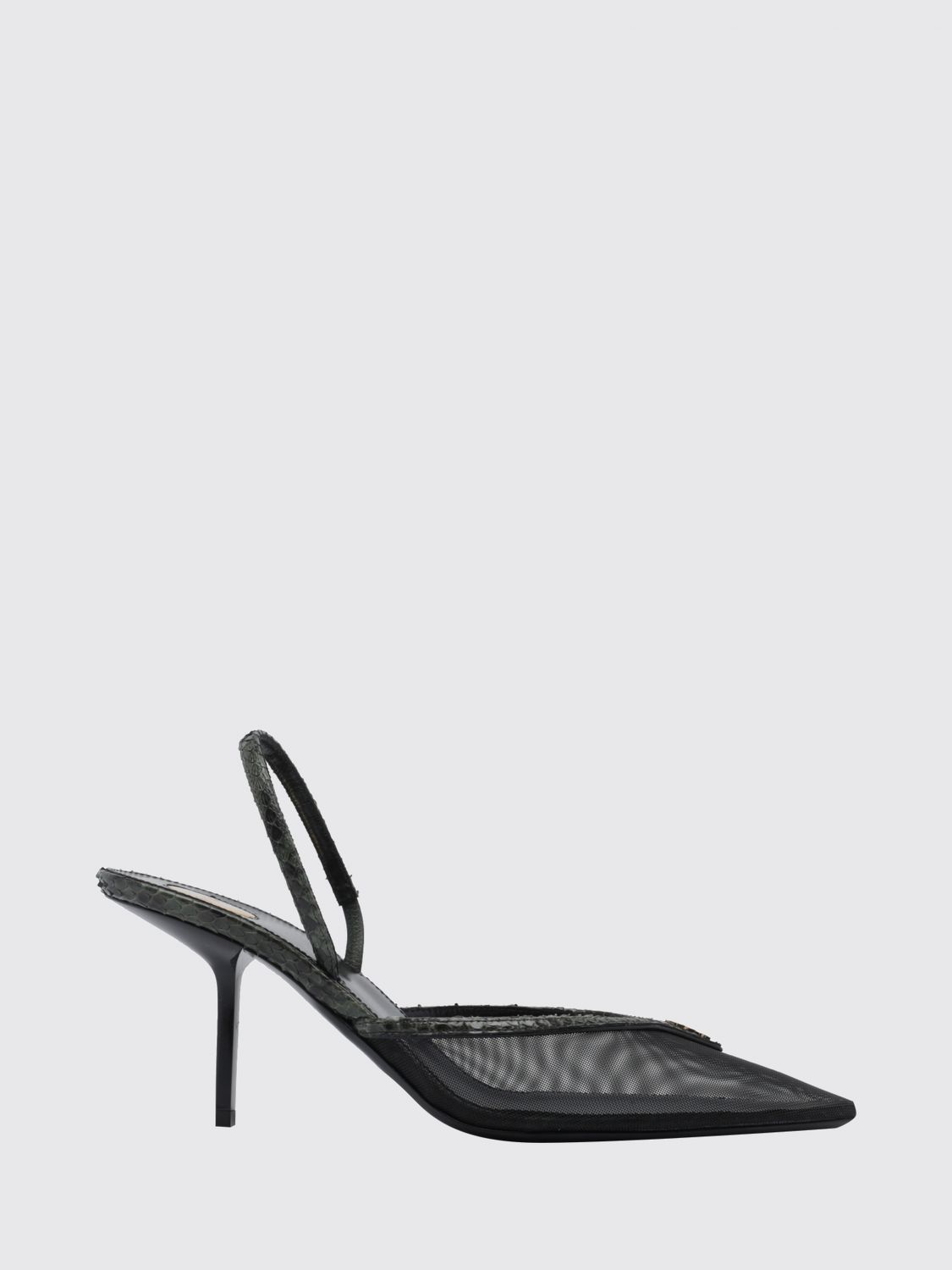SAINT LAURENT Folie Slingback-Pumps aus Leder und Netzstoff mit Python-Print