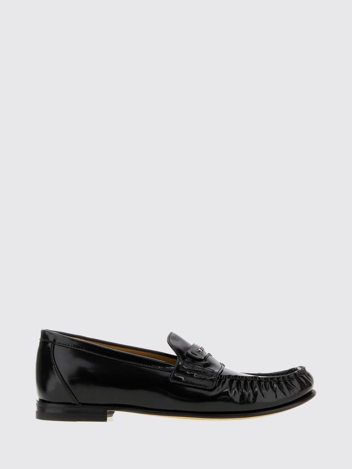 FENDI Scrunch Penny Loafers aus gebürstetem Kalbsleder mit Schriftzug-Logo