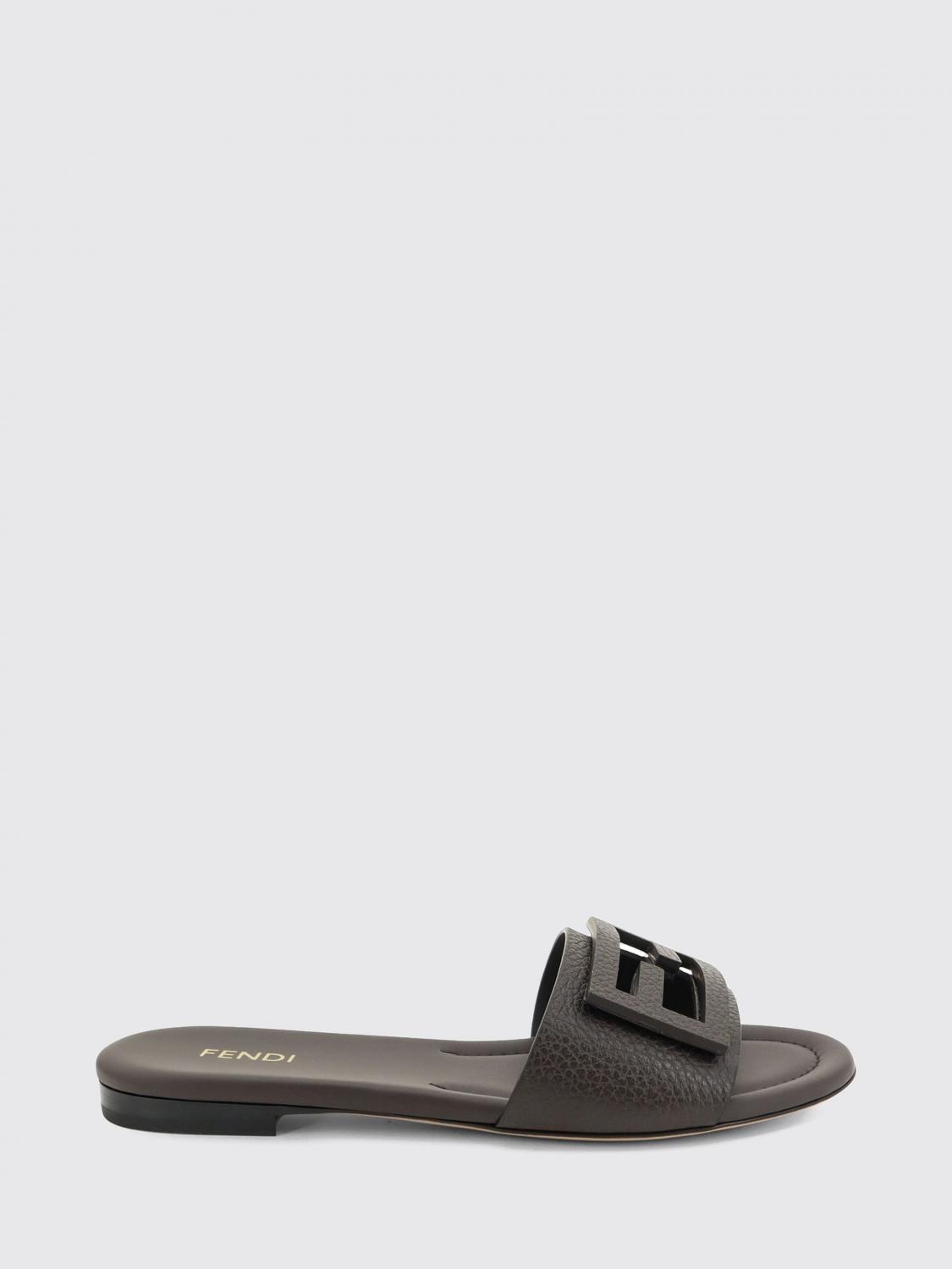 FENDI Baguette Mules aus Leder mit FF-Monogramm und niedrigem Absatz