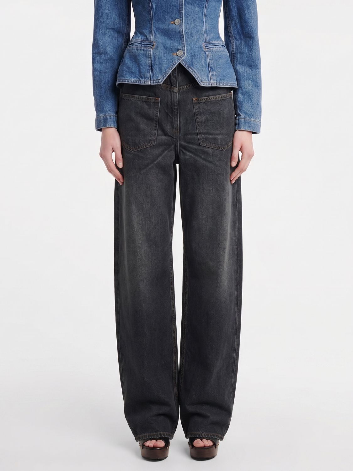 MM6 MAISON MARGIELA Hoch taillierte Baggy-Jeans von aus Denim mit seitlichem Reißverschluss