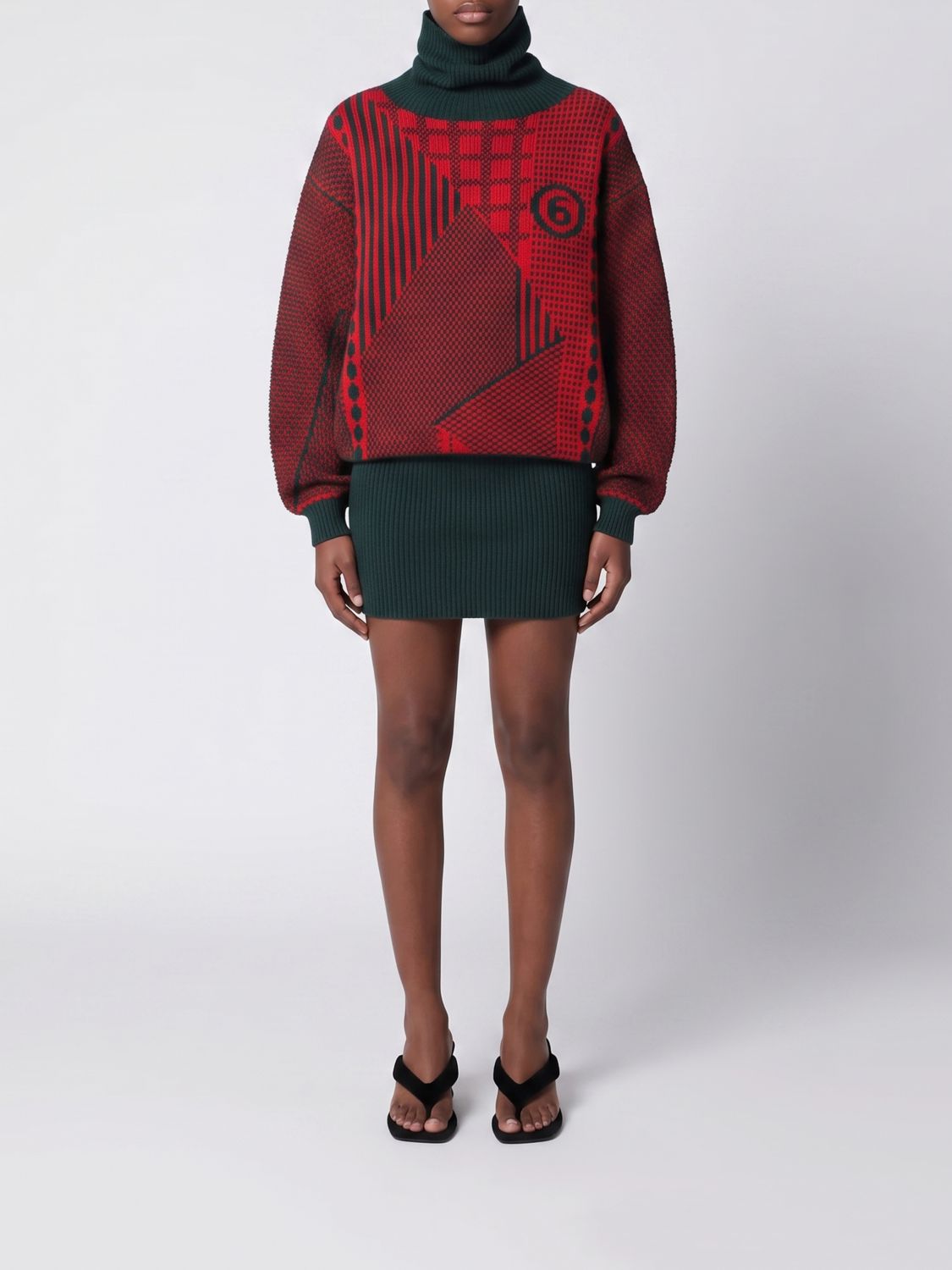 MM6 MAISON MARGIELA Mini abito a dolcevita in maglia di lana con logo jacquard