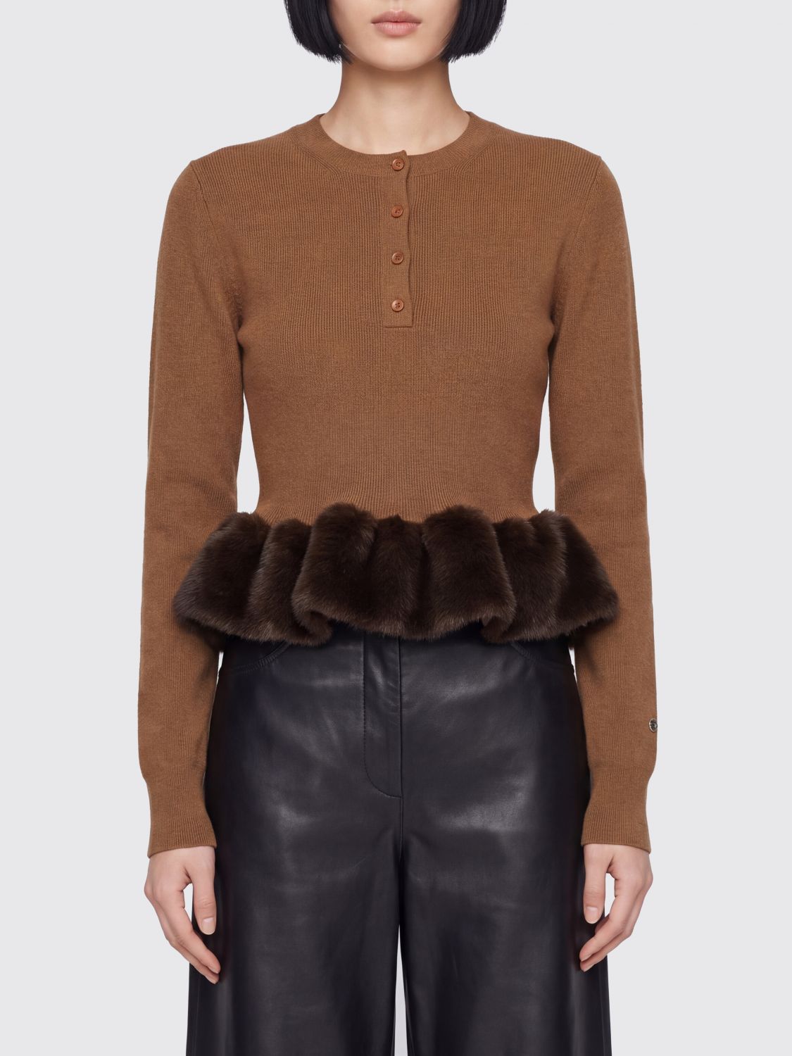 STELLA MCCARTNEY Ruffle Detail Wool Blend Crewneck Jumper