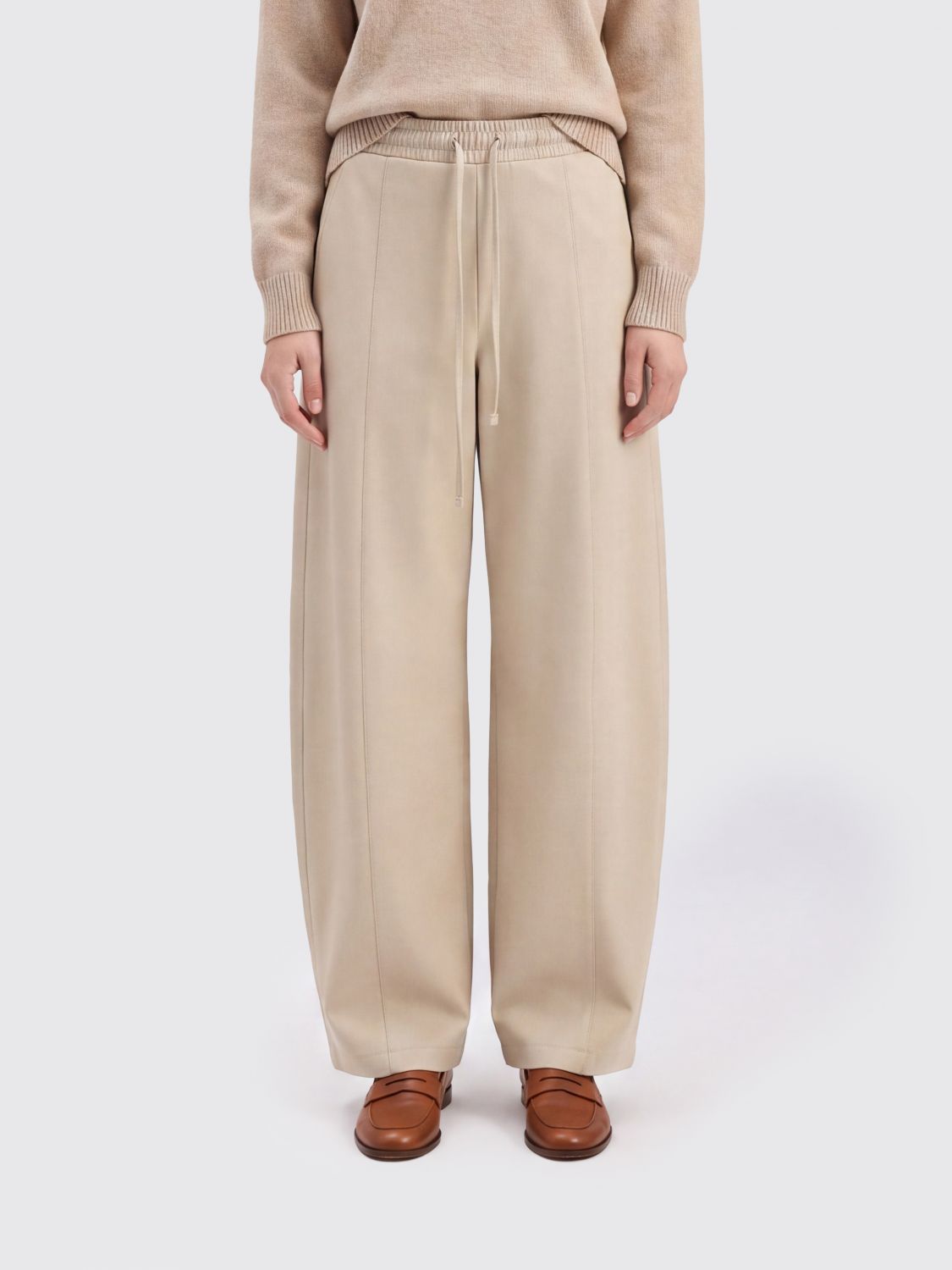 Max Mara Olmo Wide-leg High-waisted Technical Fabric Jogging Trousers In Grey