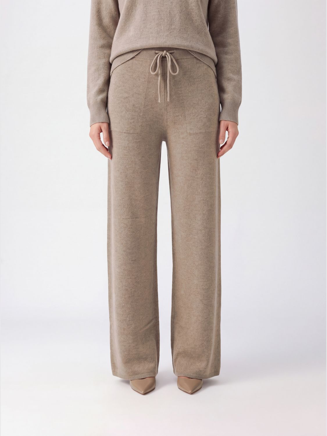MAX MARA High-Waisted Pure Cashmere Knit Wide-Leg Trousers