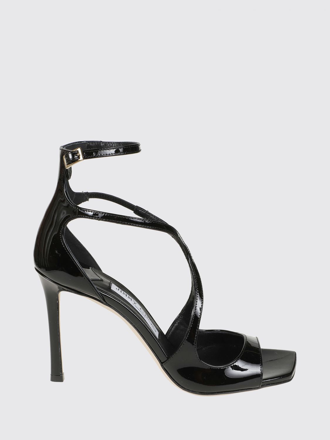 Jimmy Choo Azia Patent Leather High Heel Sandals with Ankle Strap