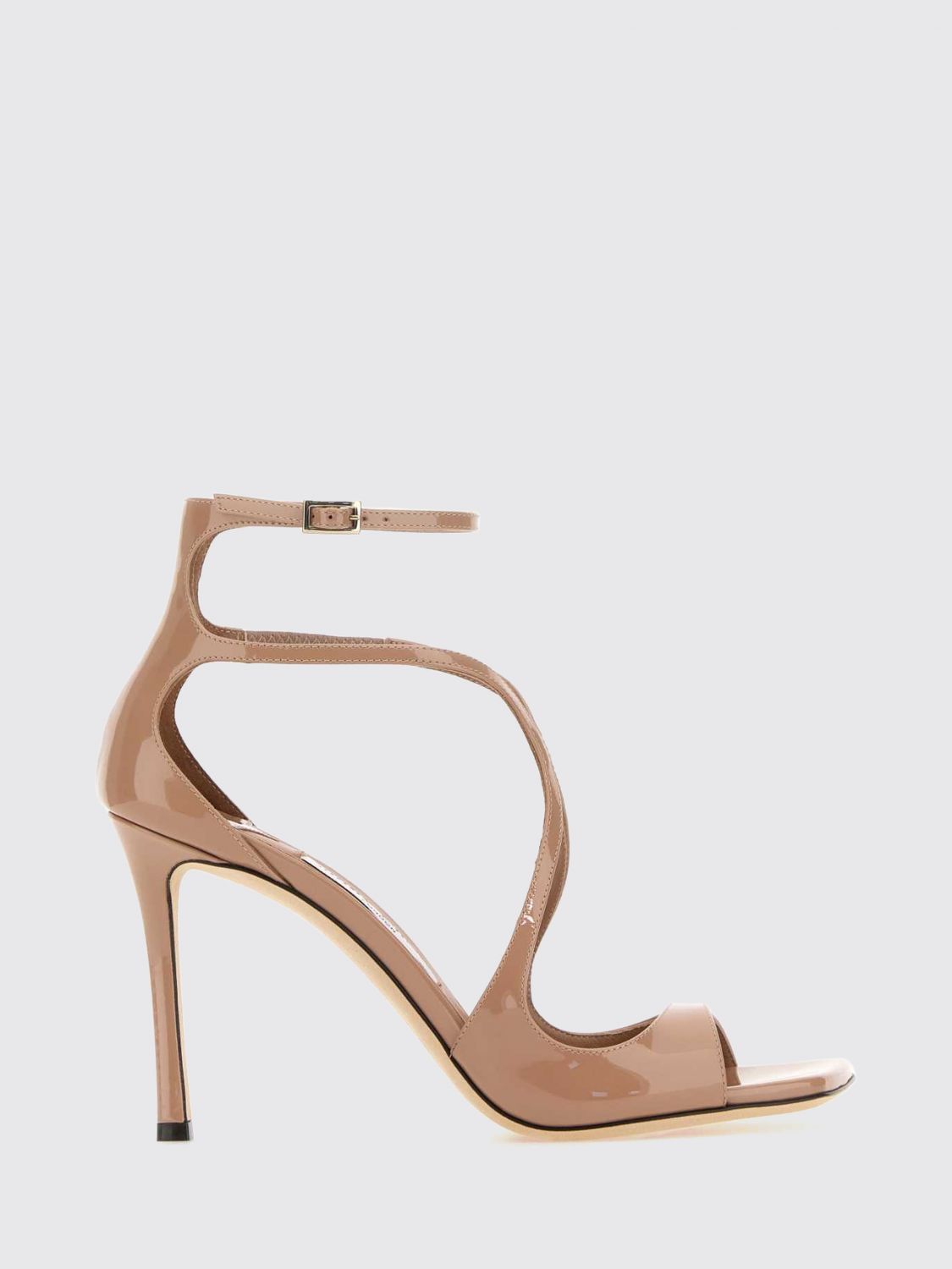JIMMY CHOO Azia Patent Leather High Heel Sandals with Ankle Strap