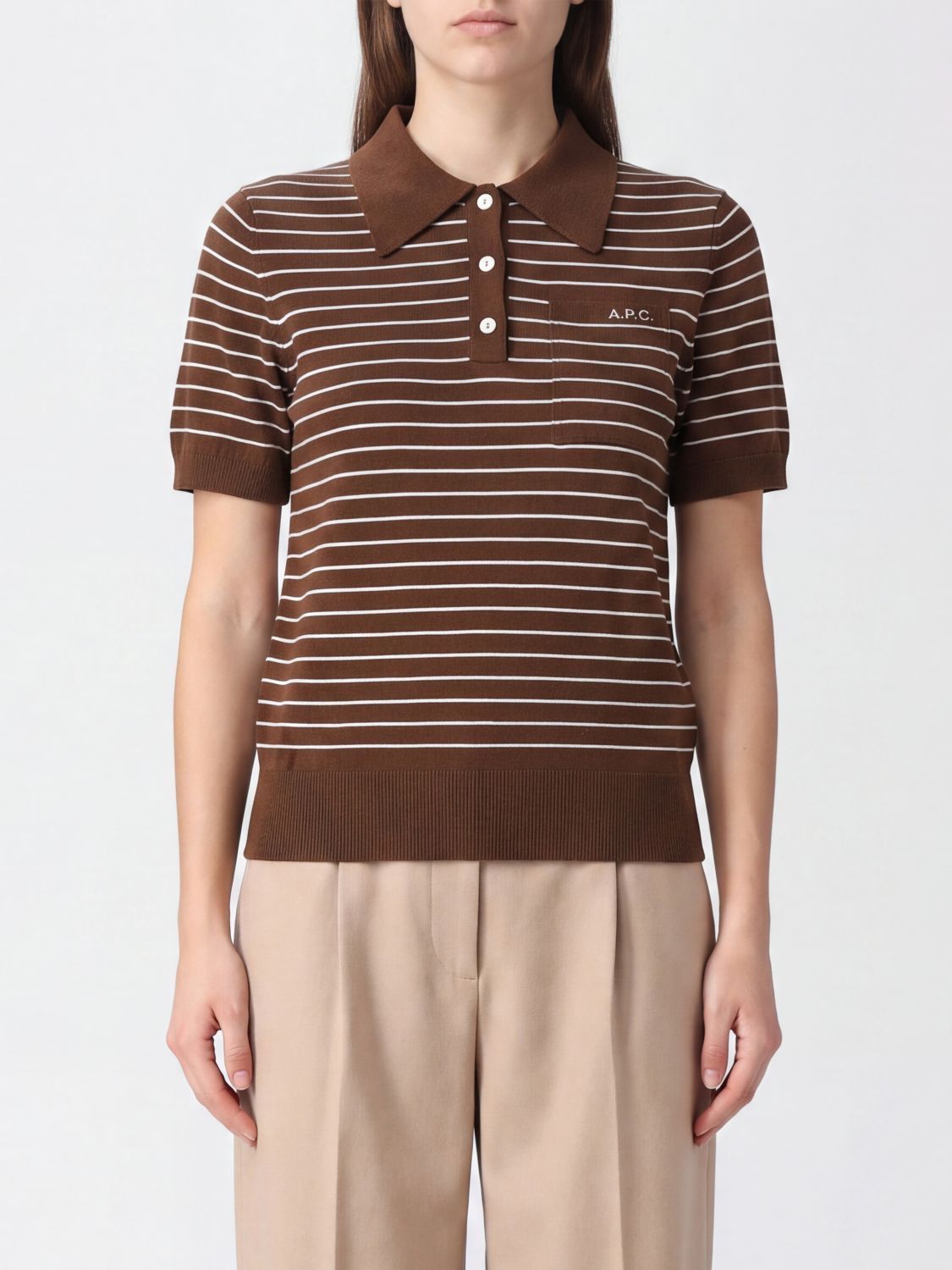 A. P.C. Polo Shirt Woman color Brown