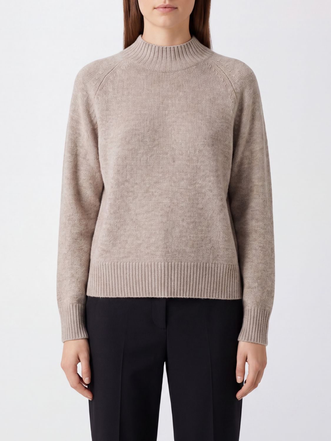 Allude Slim Fit Long-Sleeved Cashmere Mock Neck Jumper