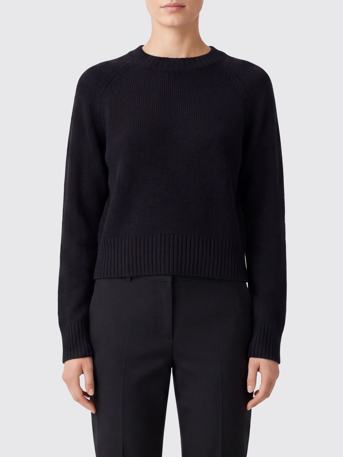 Allude Long-Sleeved Cashmere Crewneck Jumper with Ribbed Hem