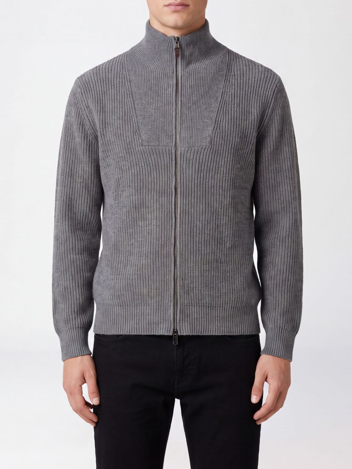 CANALI Rollkragen-Cardigan aus Wolle und Kaschmir mit Reißverschluss