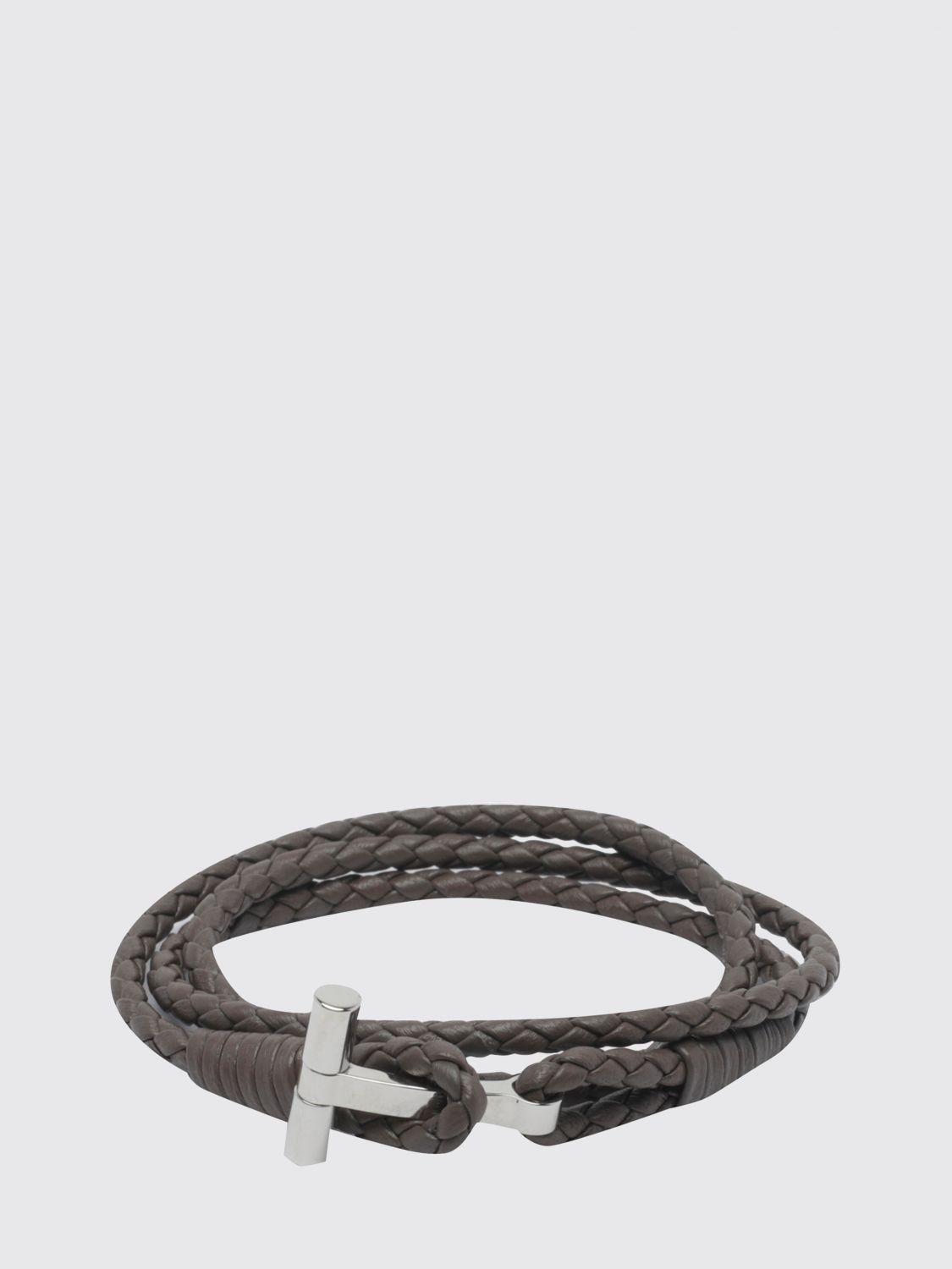 TOM FORD Mehrreihiges Armband aus geflochtenem Kalbsleder mit Logo