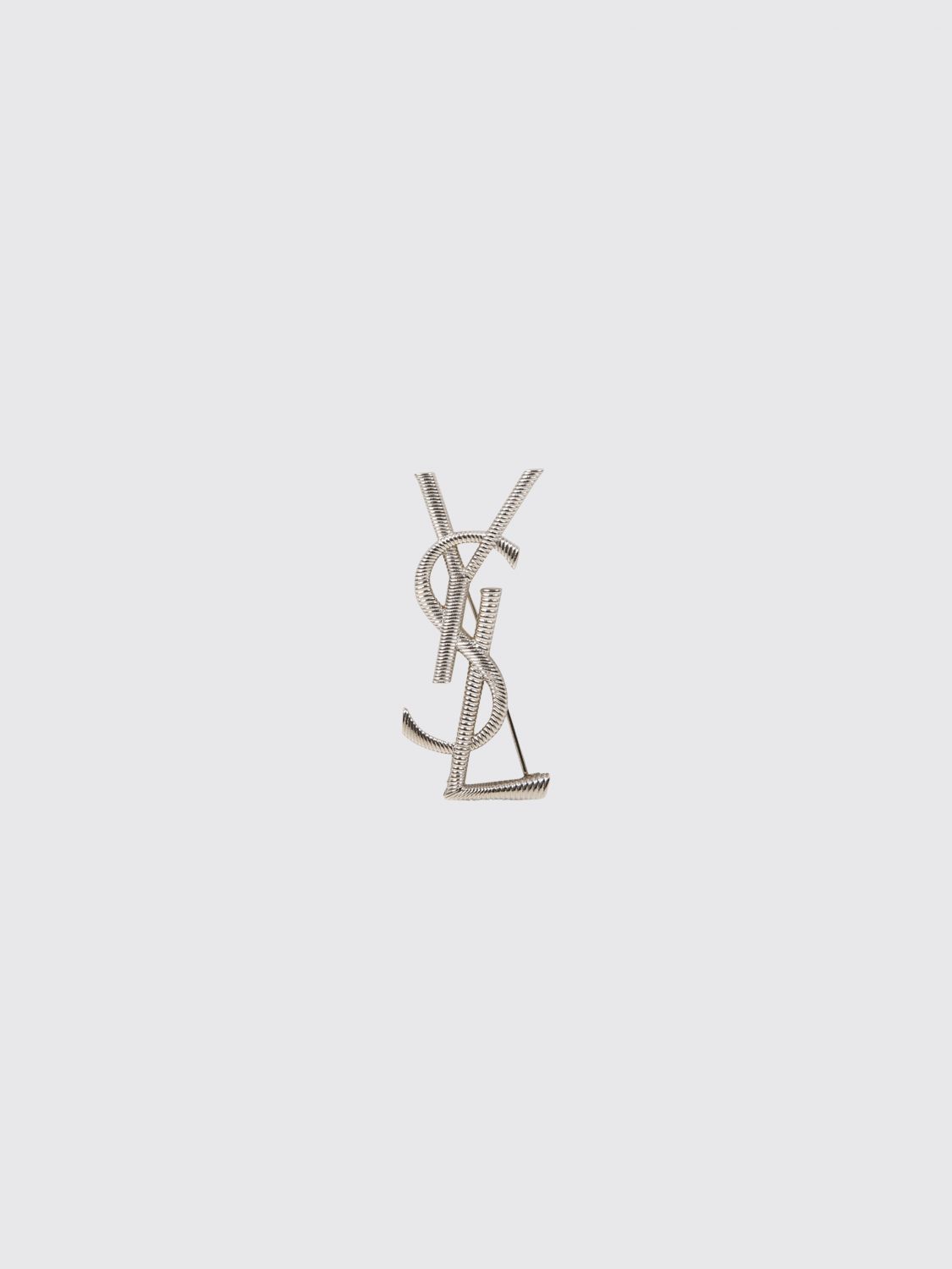 SAINT LAURENT Interlocking YSL Monogram Brooch in Brass