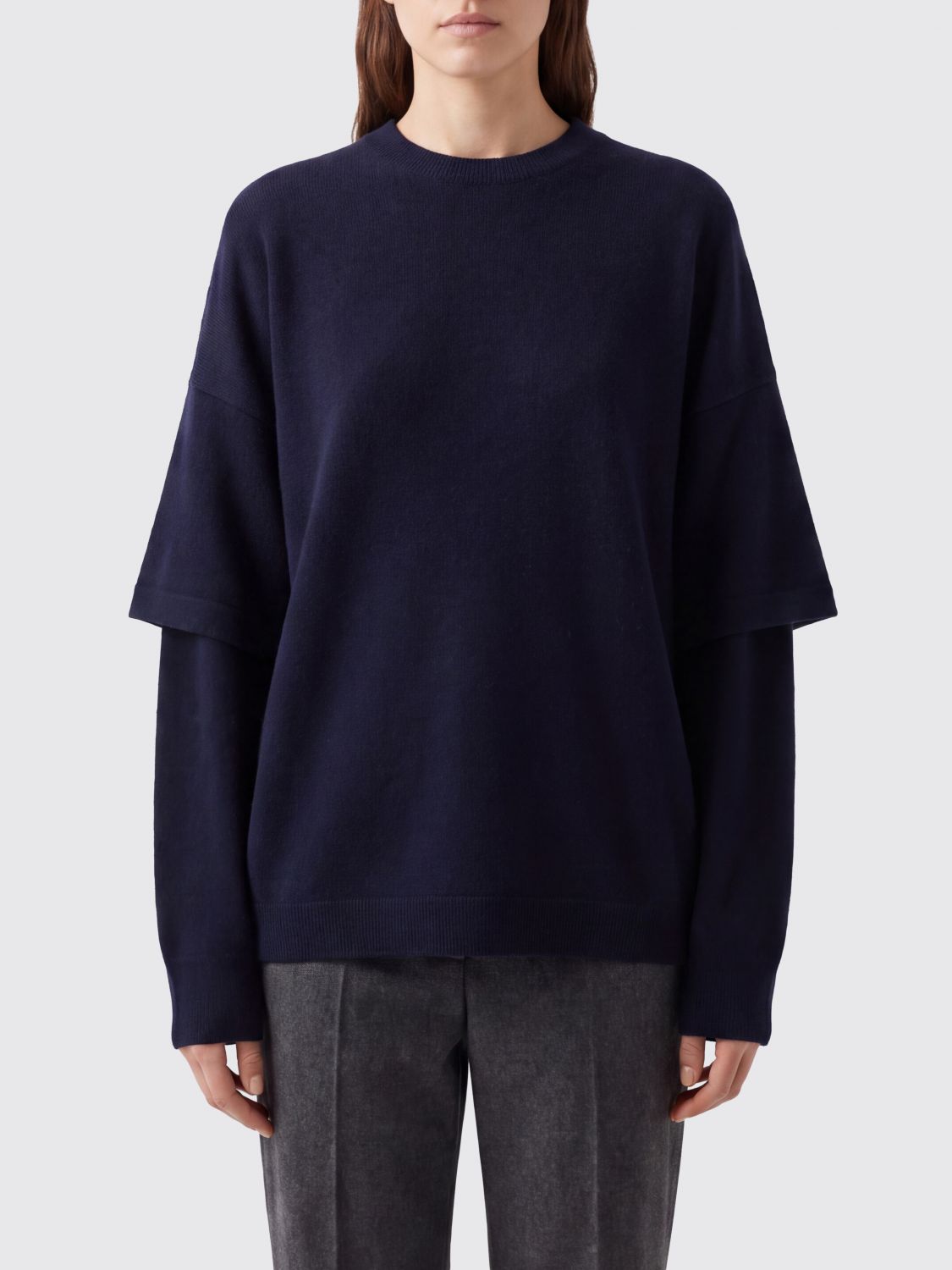 Darkpark Dropped Shoulder Crewneck Sweater in Merino Wool and Cashmere