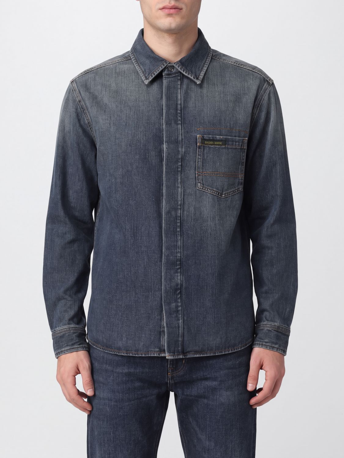 GOLDEN GOOSE Slim-Fit-Hemd aus Baumwolldenim mit französischem Kragen