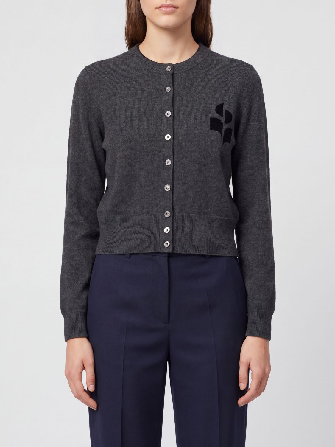 ISABEL MARANT ETOILE Slim Fit Jacquard Logo Wool and Cotton-Blend Cardigan