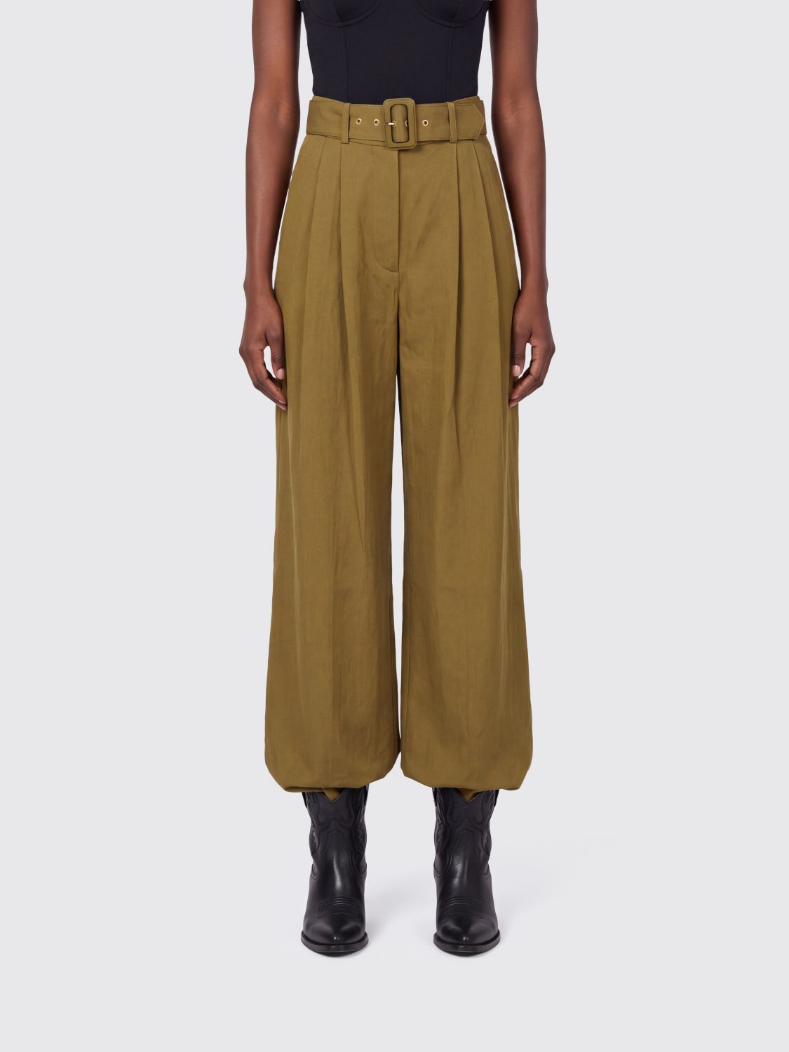 ZIMMERMANN High-Waisted Satin Palazzo Trousers with Adjustable Belt