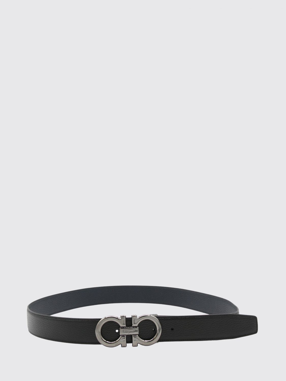 Ferragamo Gancini Reversible Hammered Calfskin Leather Belt
