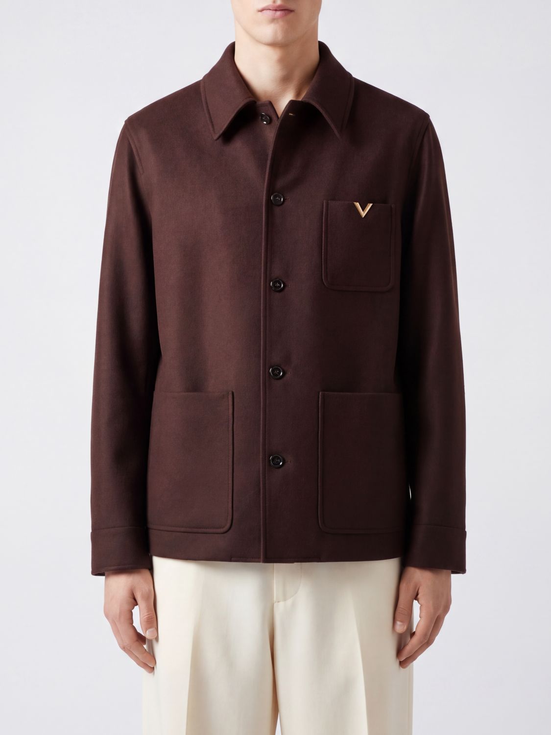 VALENTINO GARAVANI Virgin Wool Shirt Jacket with VLogo Signature