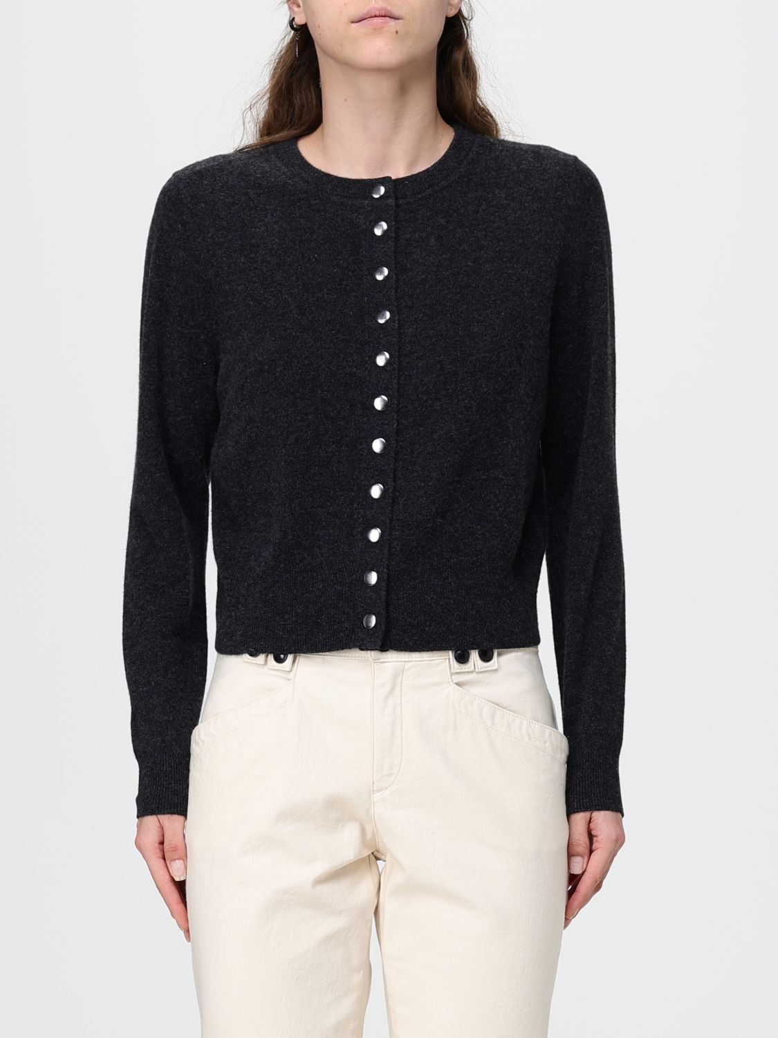 ISABEL MARANT Wool and Cashmere-Blend Crewneck Cardigan with Buttons