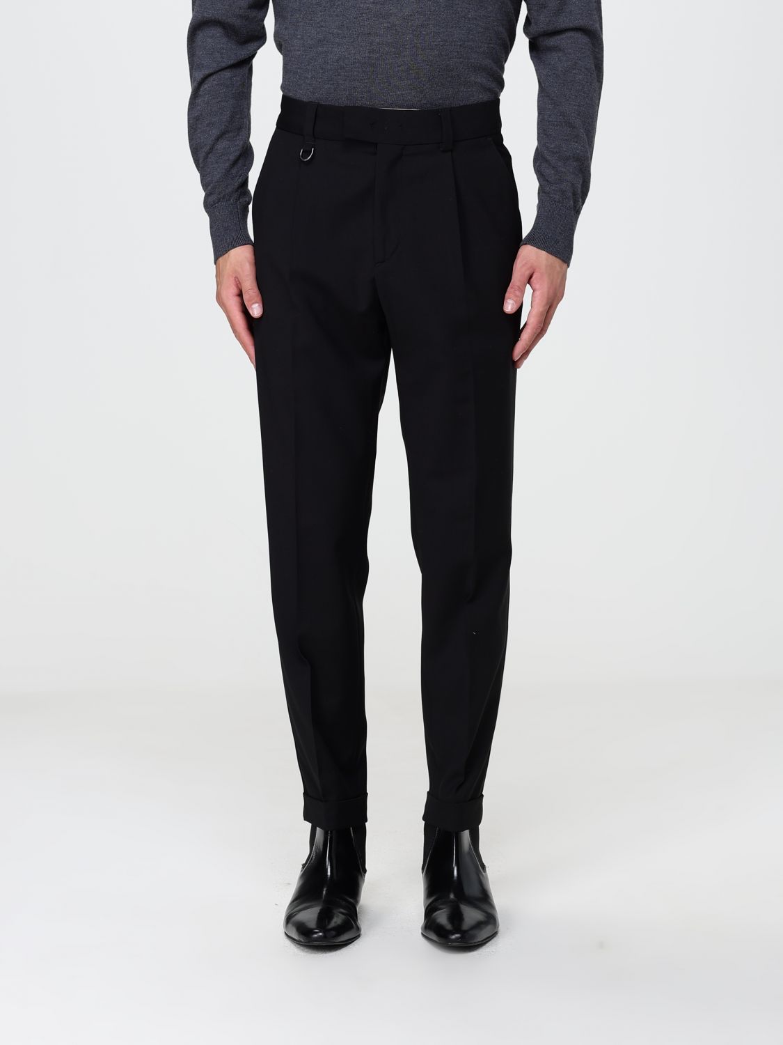 PAOLO PECORA Slim Fit Pleated Gabardine Tailored Trousers