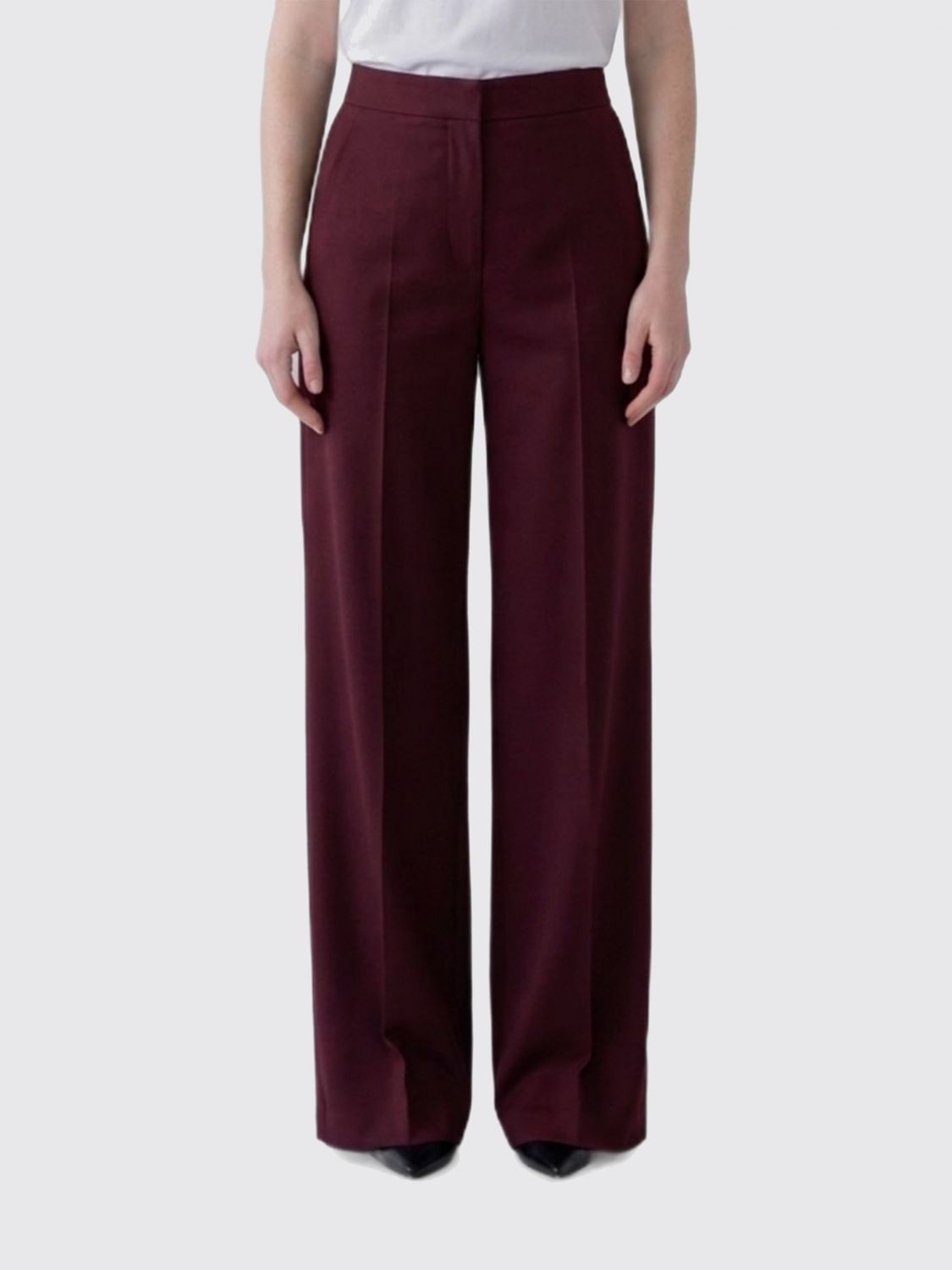 MAX MARA Pantaloni flared a vita alta in crêpe con tasche America
