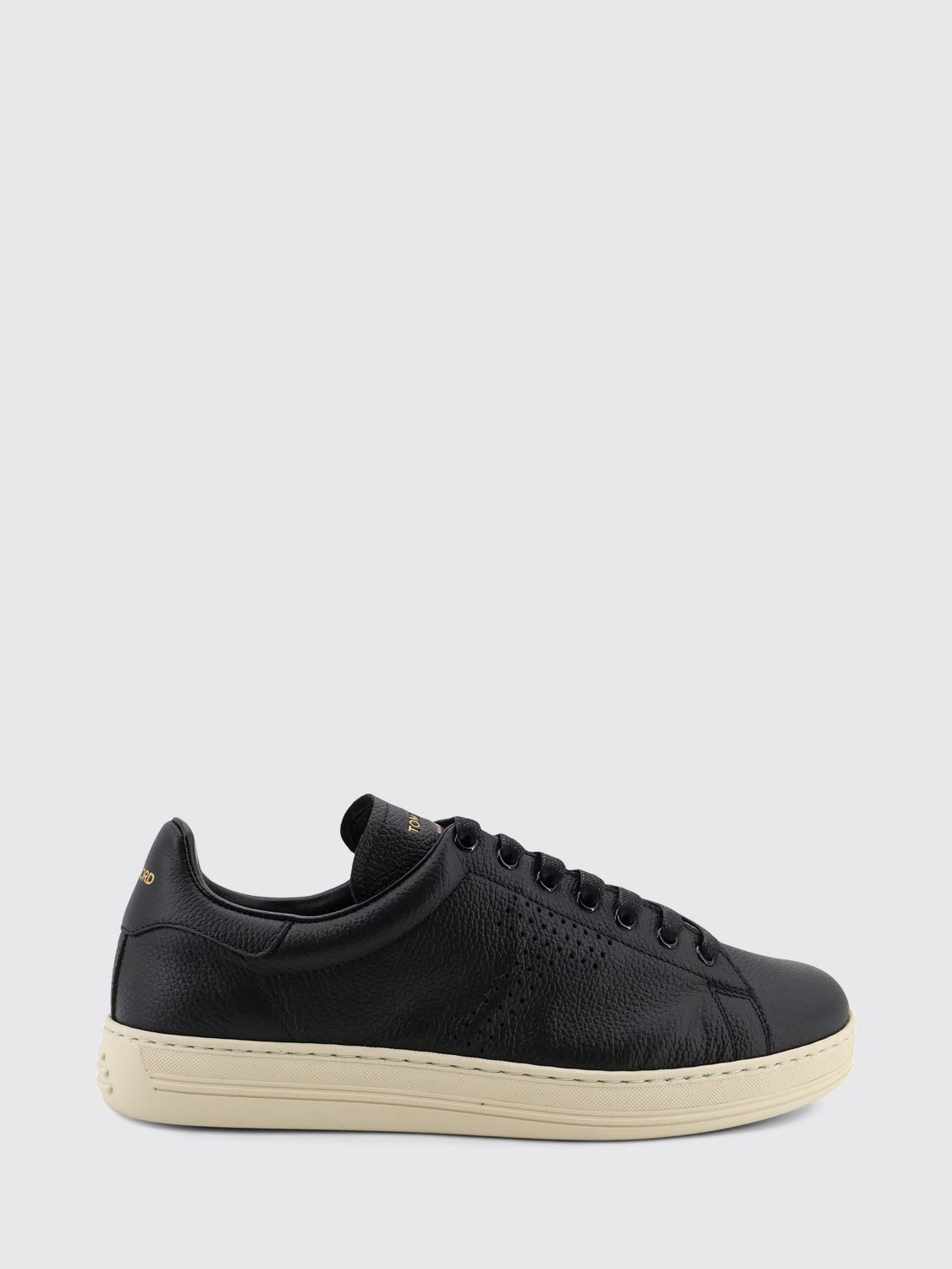 TOM FORD Low-Top-Sneaker aus genarbtem Leder mit perforiertem Monogramm