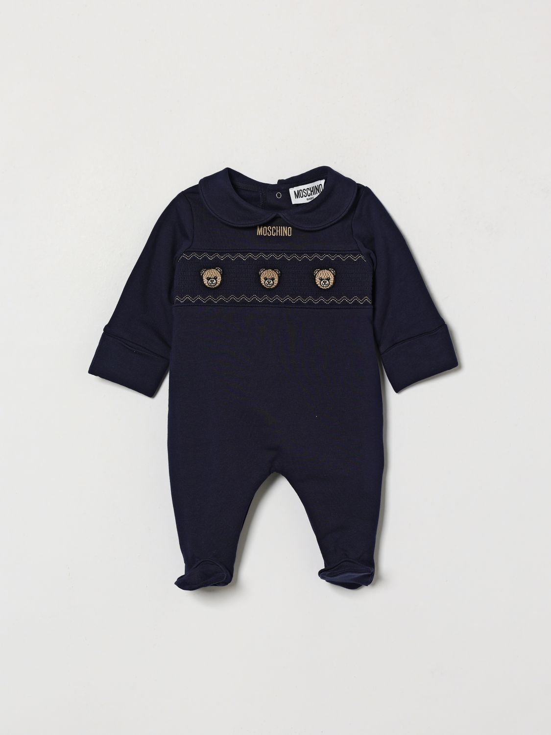MOSCHINO Jungen-Strampler aus Baumwolle mit gesticktem Teddybär-Logo