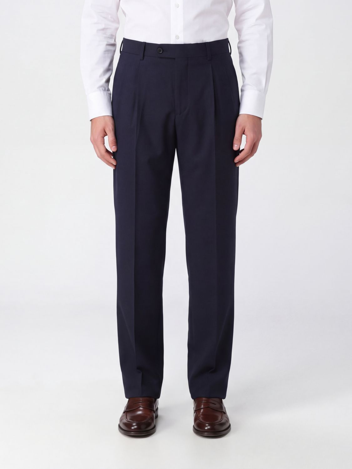 GIORGIO ARMANI Straight-Leg Virgin Wool Tailored Trousers with Pleats