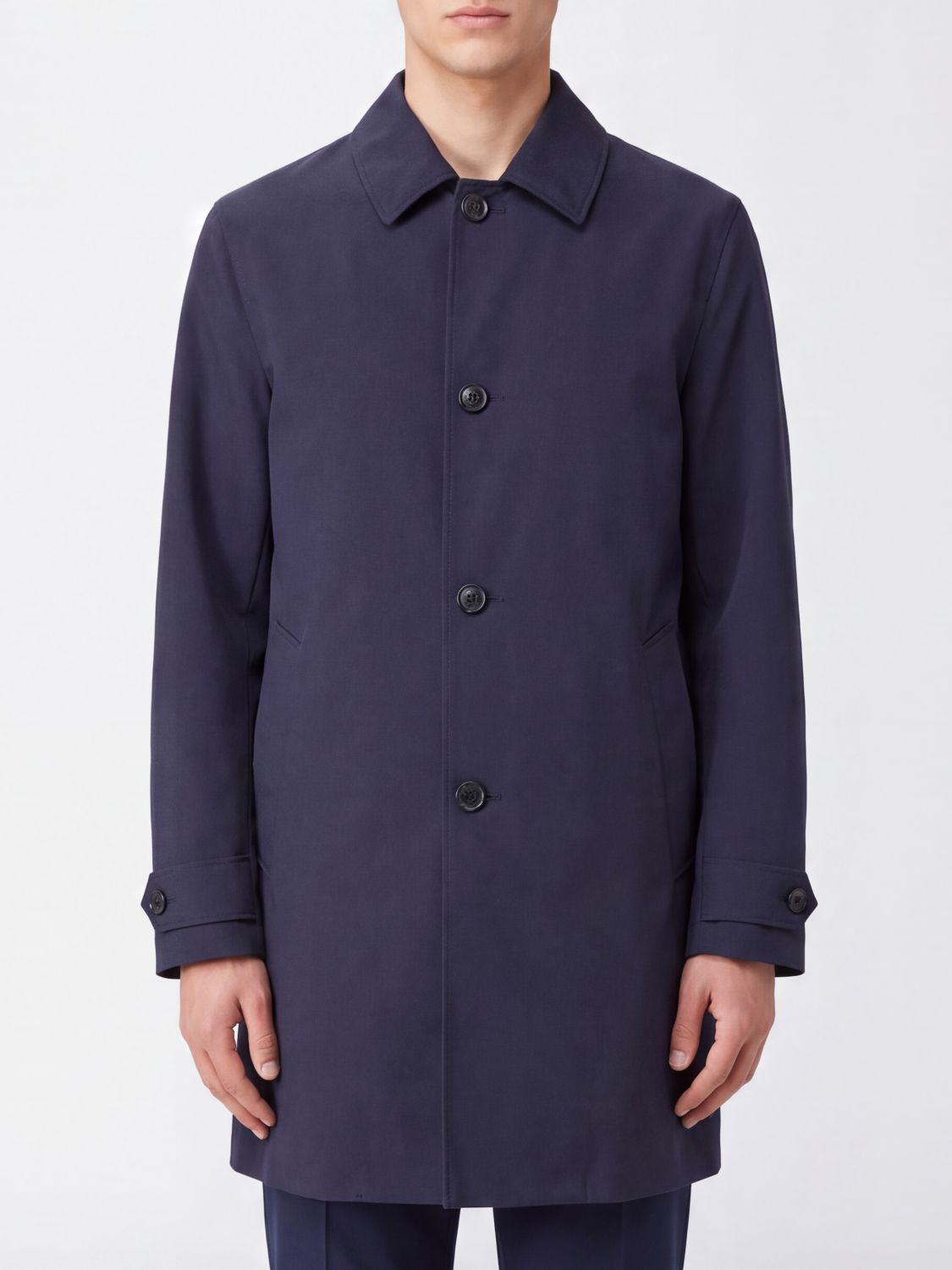 ASPESI Single-Breasted Knee-Length Trench Coat in Technical Fabric