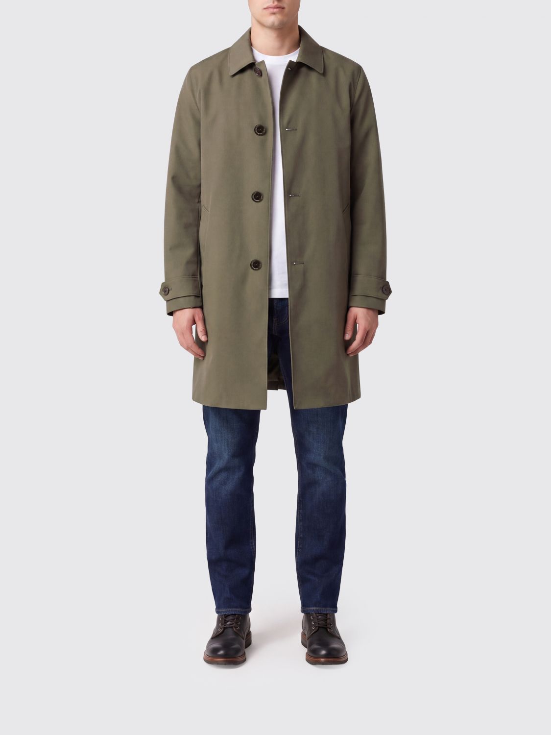 Aspesi Single-Breasted Knee-Length Trench Coat in Technical Fabric