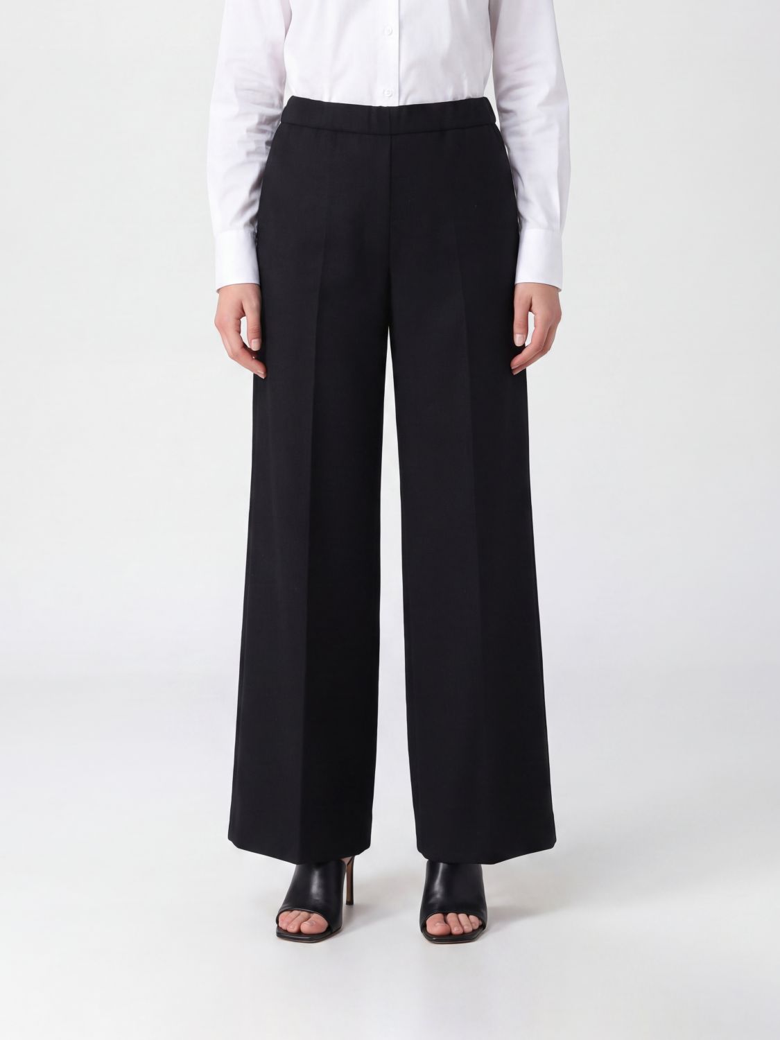 ASPESI Wide-Leg Crêpe-Hose mit elastischem Bund
