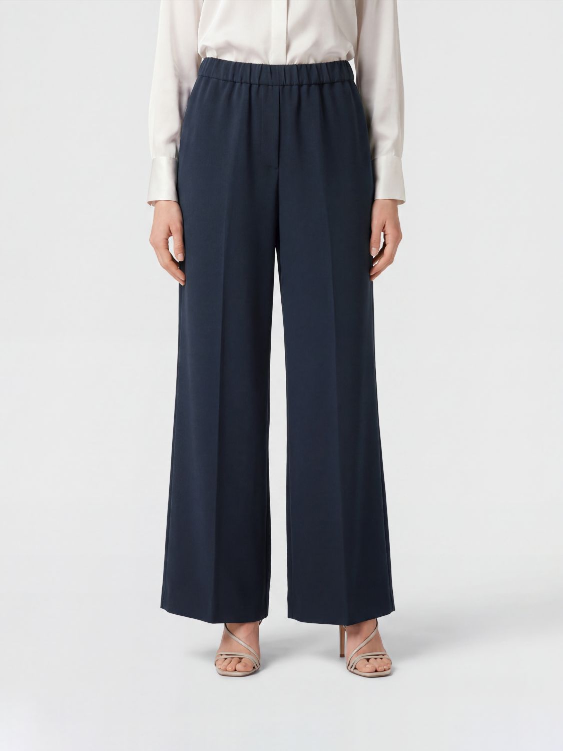 ASPESI Wide-Leg Crêpe-Hose mit elastischem Bund