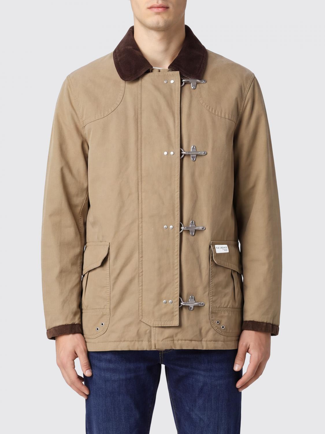 Fay 4 Ganci Cotton Jacket With Velvet Collar And Patch Pockets In Brown