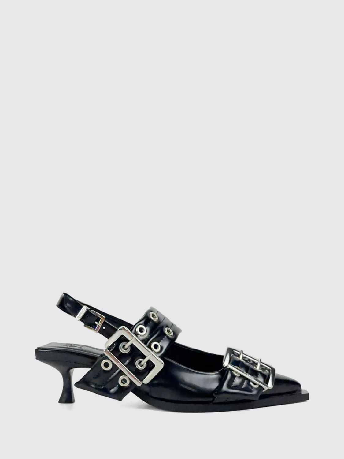 Ganni Pointed Slingback Court Shoes with Metal Eyelets and a Medium Stiletto Heel