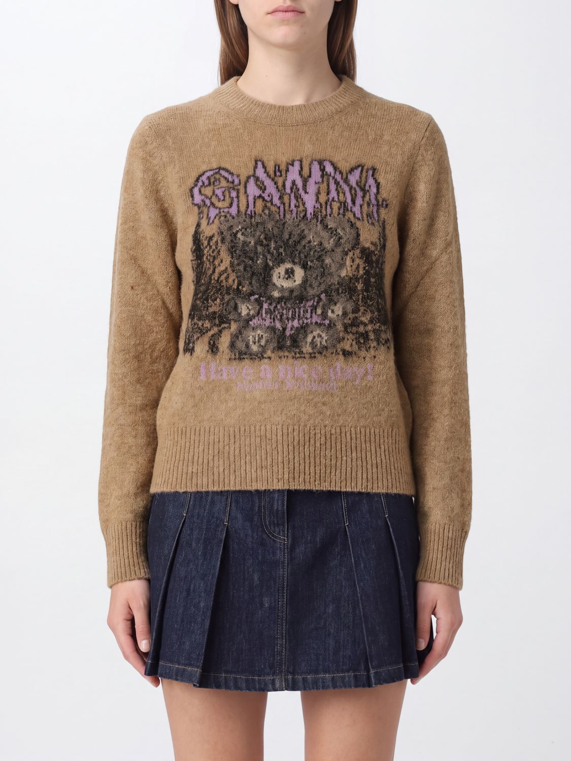 GANNI Sweater Woman color Camel