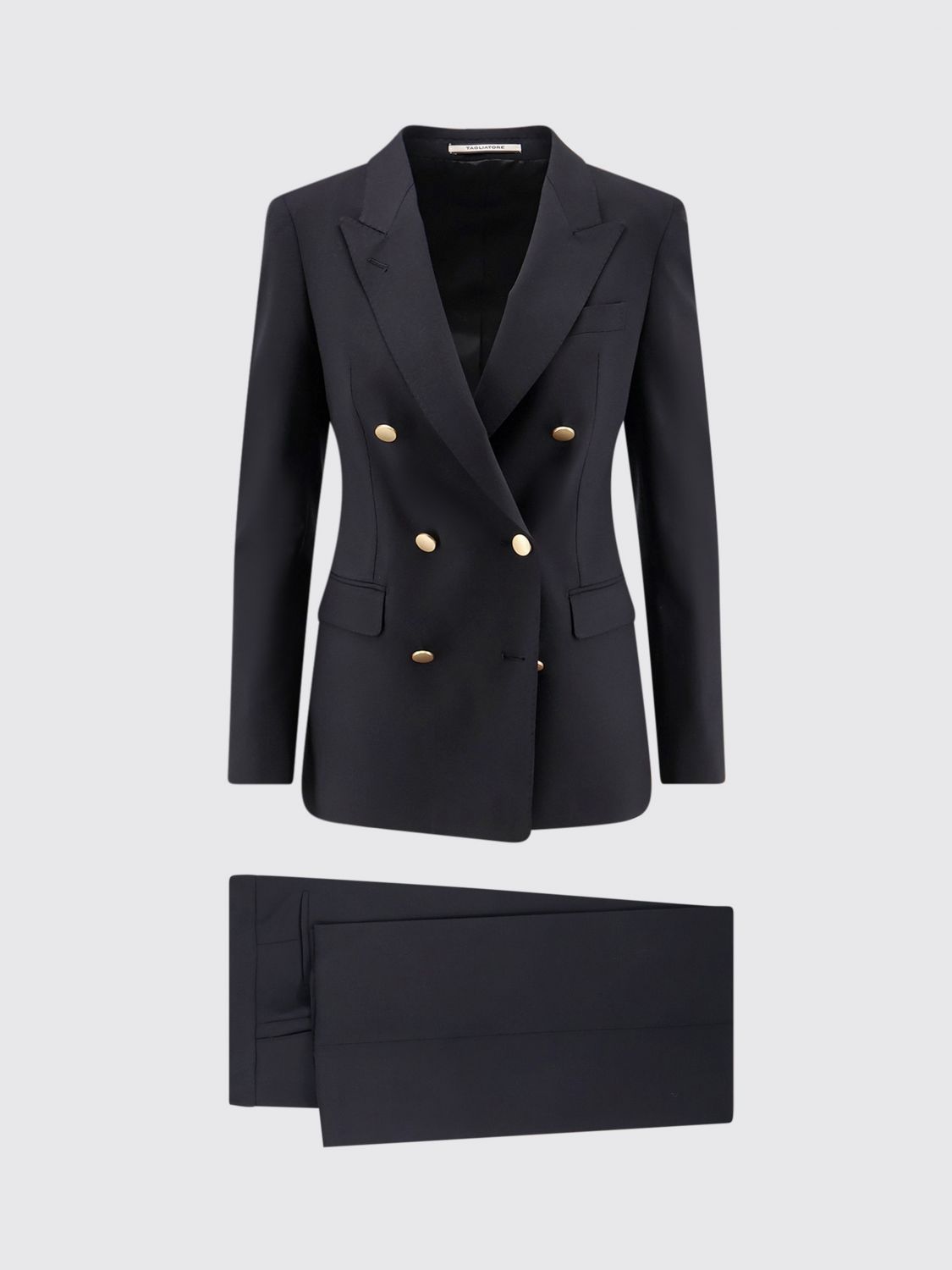 Tagliatore Double-Breasted Virgin Wool Suit with Peak Lapels and Mid-Rise Trousers