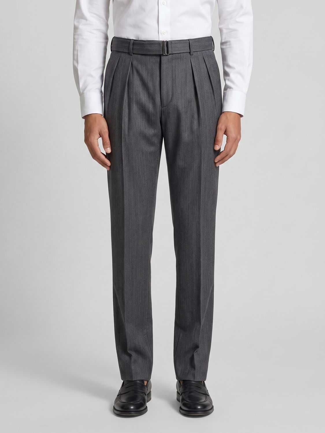 Tagliatore Pleated Virgin Wool Tailored Trousers with Mid-Rise Waist