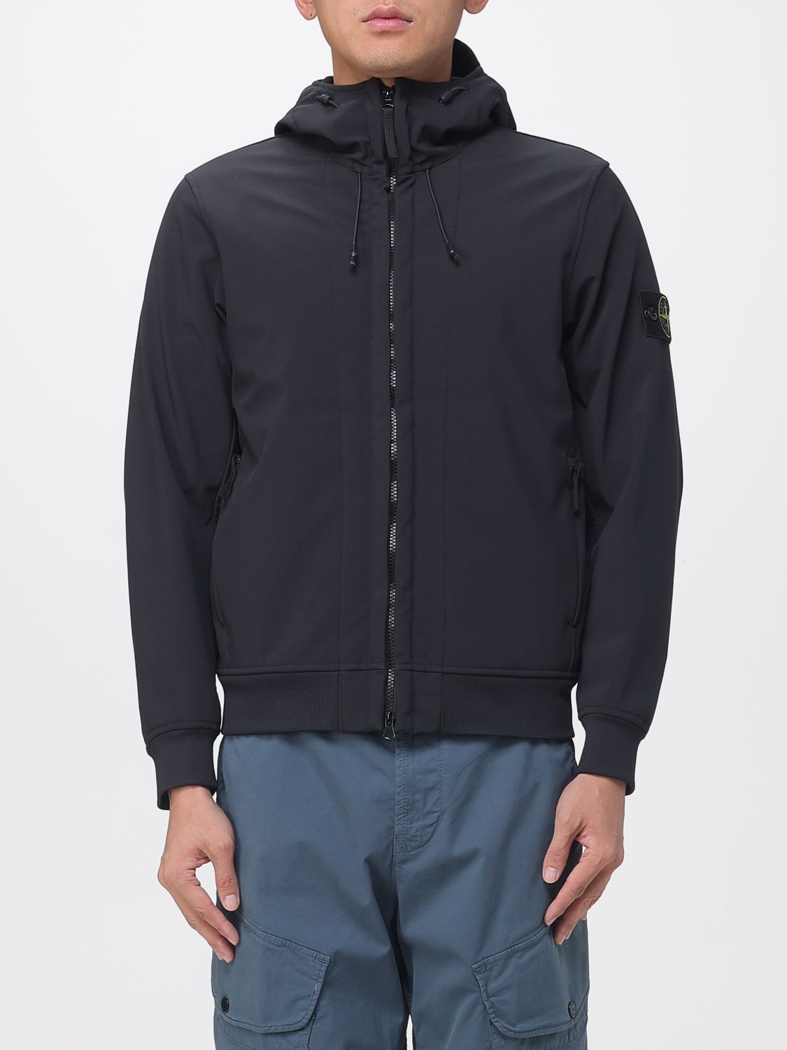 Stone Island Shell Hooded Windbreaker in Soft Shell-R Fabric